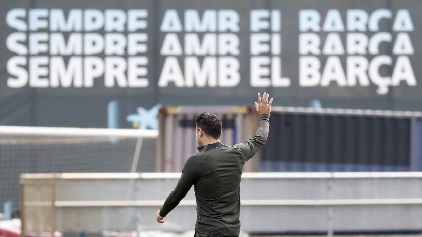 Xavi Hernández, durante un entrenamiento del FC Barcelona