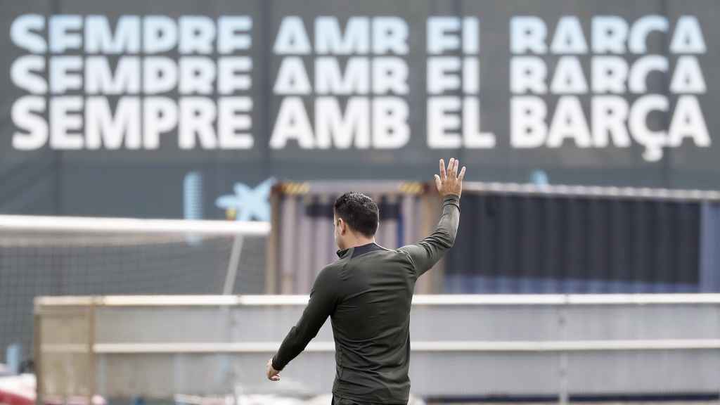 Xavi Hernández, durante un entrenamiento del FC Barcelona