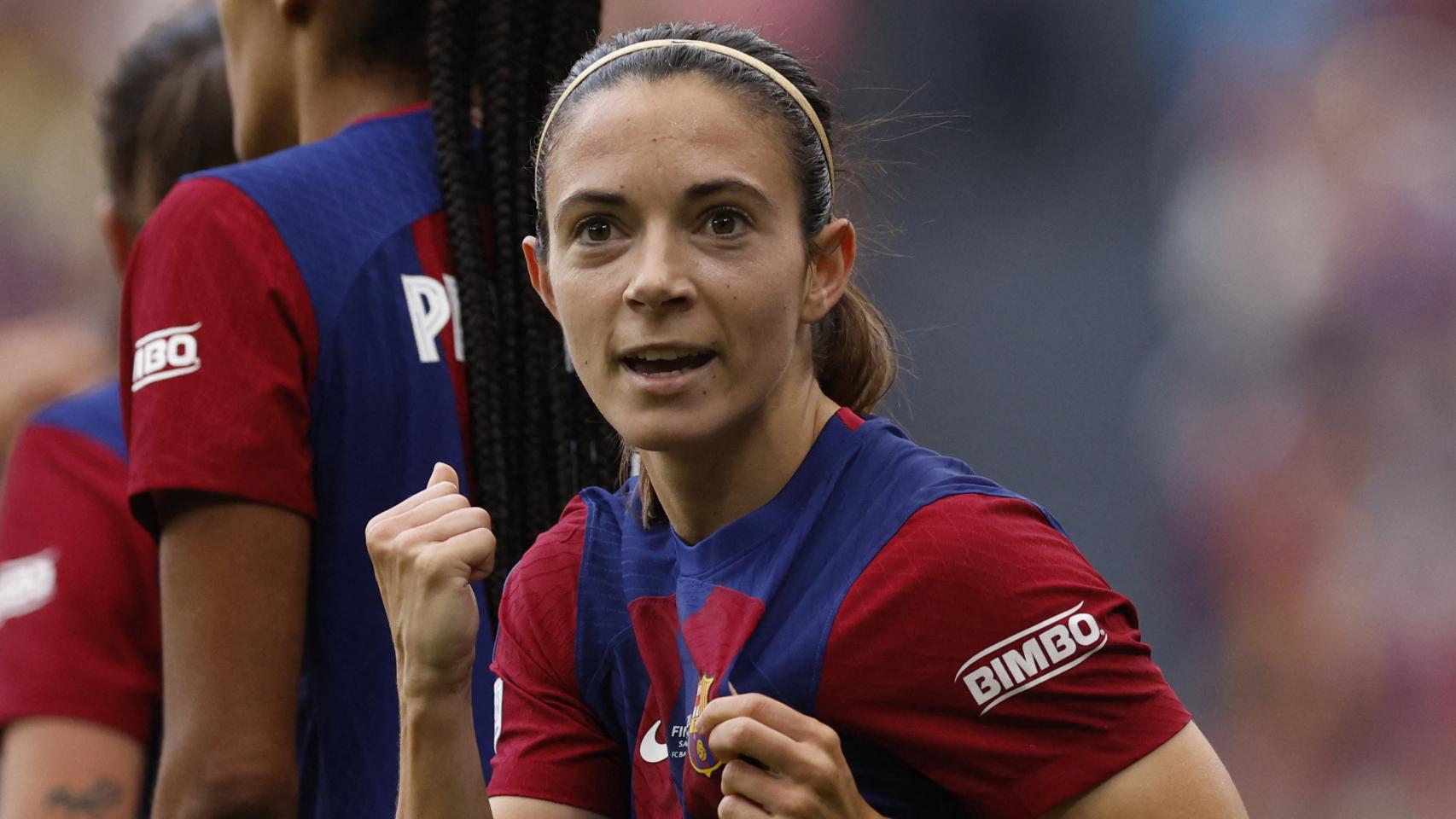 Aitana Bonmatí celebra su gol frente al Lyon en la final de la Champions.