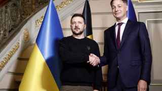 El presidente ucraniano, Volodimir Zelenski, y el primer ministro belga, Alexander De Croo, este martes en Bruselas.