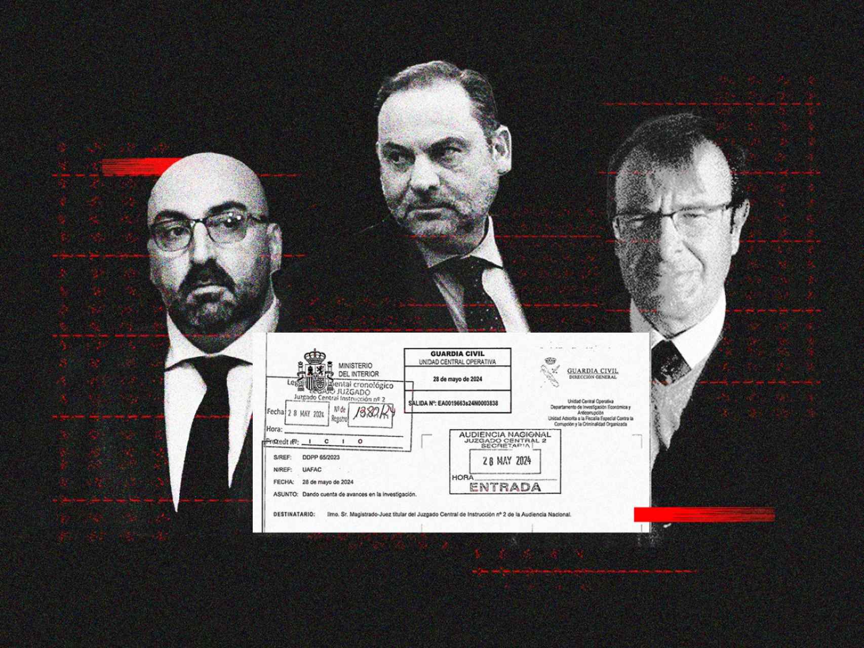 Koldo García, José Luis Ábalos y Álvaro Sánchez Manzanares, en un montaje.