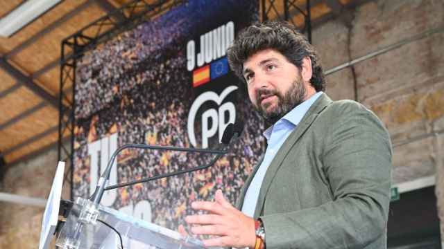 López Miras, este martes, interviniendo en un acto de campaña de las elecciones europeas con entidades del Tercer Sector de la Región de Murcia.