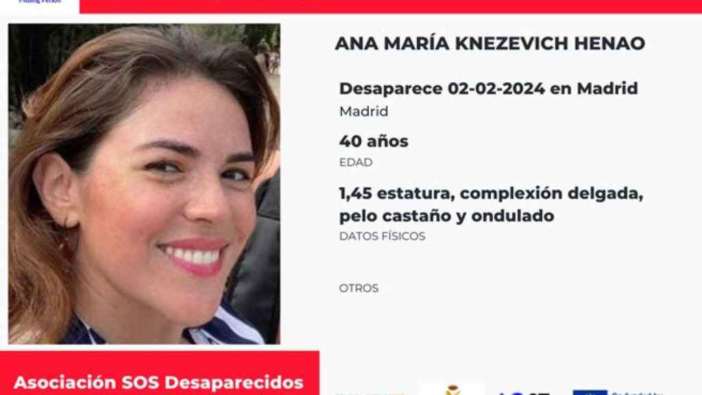 Alerta de SOS Desaparecidos de Ana María Knezevich