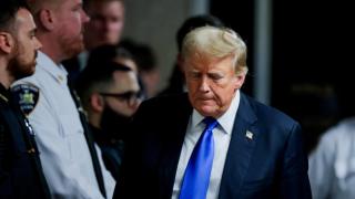 Donald Trump, a su salida del tribunal tras ser condenado culpable