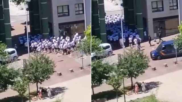 El Frente Bokerón, ultras del Málaga, en Vigo.