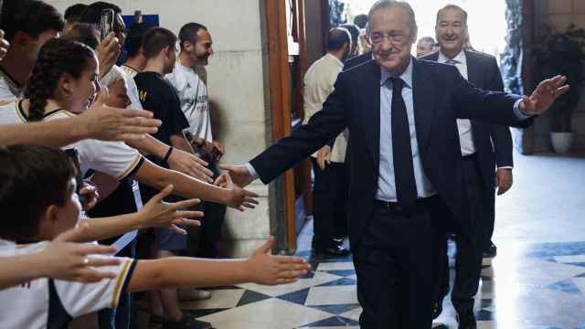 Florentino Pérez, a su llegada a la Catedral de la Almudena