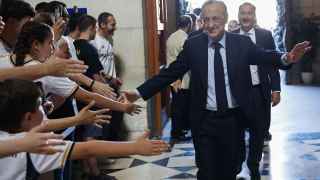 Florentino Pérez, a su llegada a la Catedral de la Almudena