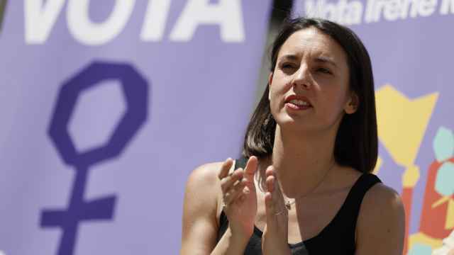 La exministra Irene Montero, en un mitin de campaña el domingo, en Valencia.