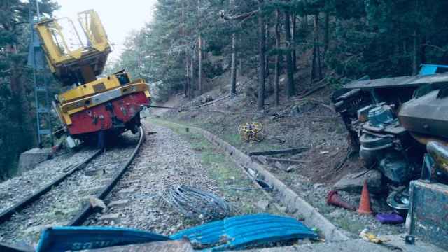 La dresina accidentada en Navacerrada.