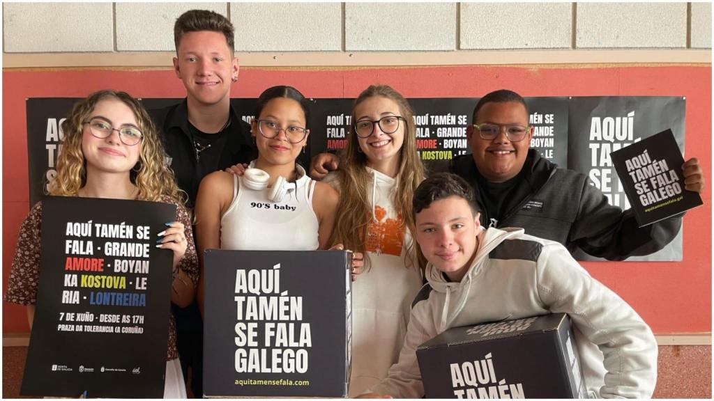 Alumnado que participa da iniciativa ‘Aquí tamén se fala’