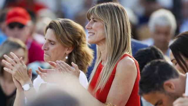 Begoña Gómez, este miércoles en un mitin del PSOE celebrado en Benalmádena (Málaga).