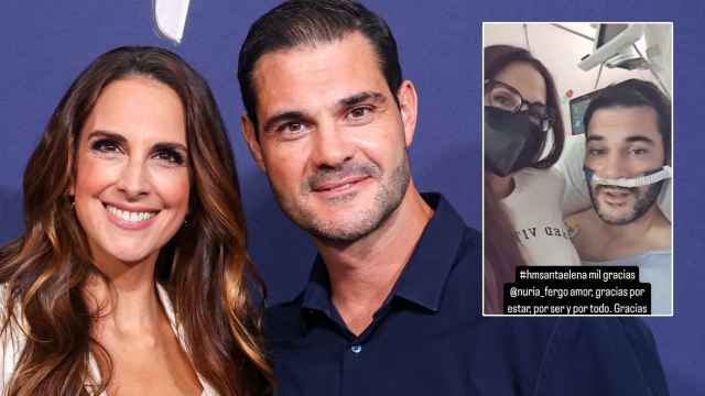 Juan Pablo Lauro junto a la imagen desde la que ha anunciado su dolencia, al lado de Nuria Fergó.