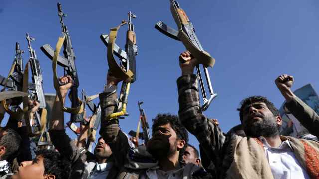 Una manifestación prohutí muestra su solidaridad con los palestinos de Gaza, este viernes en Saná.