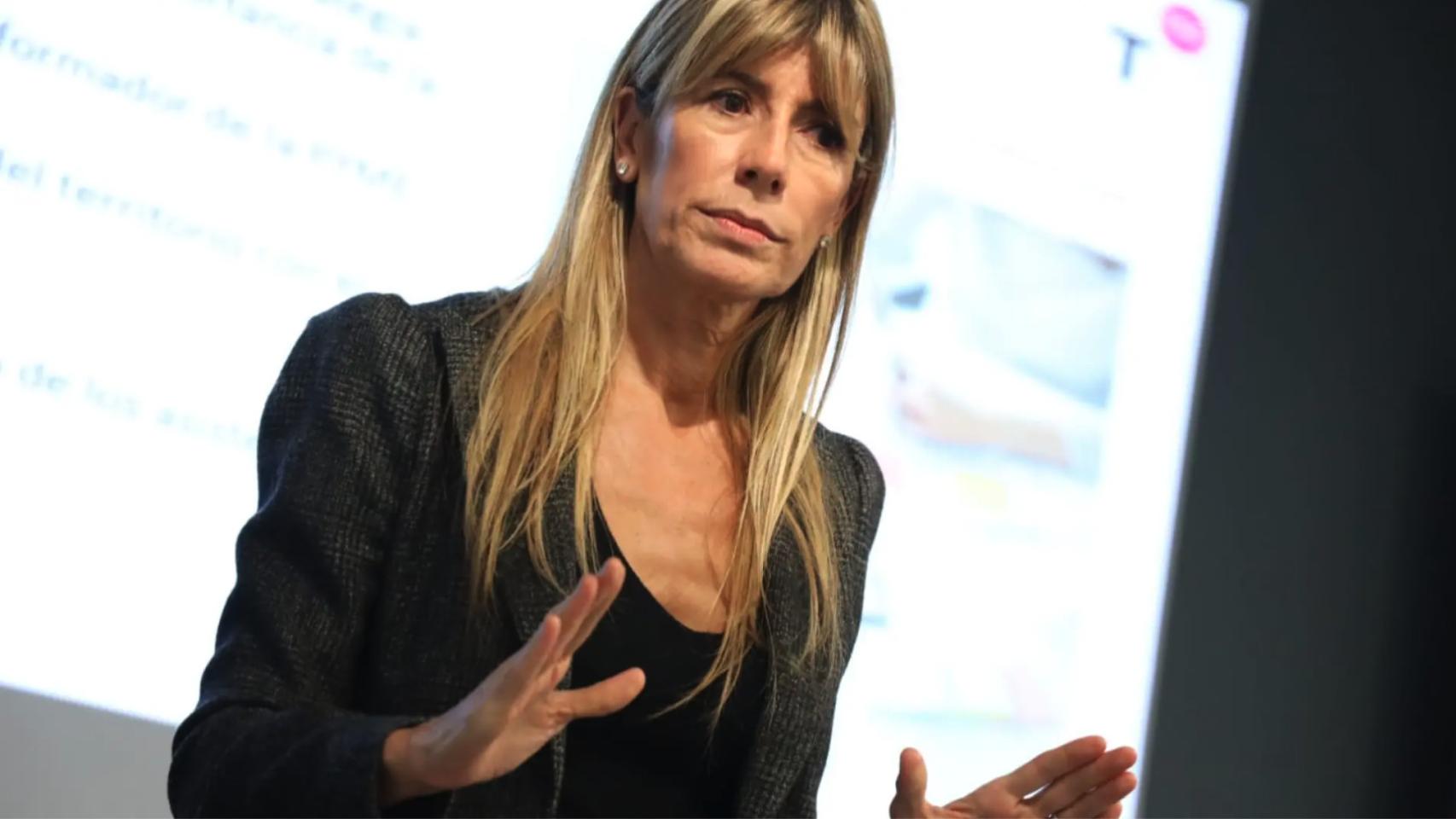 Begoña Gómez en la presentación de su 'software' en la Cámara de Comercio de Zaragoza.