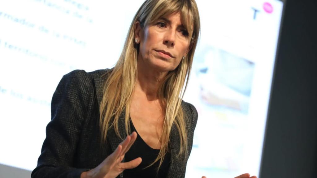 Begoña Gómez en la presentación de su 'software' en la Cámara de Comercio de Zaragoza.