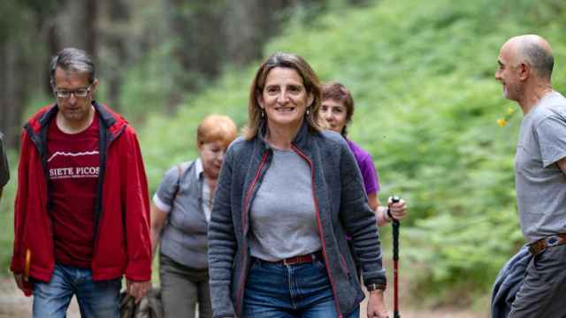La candidata socialista a las elecciones europeas, vicepresidenta tercera y ministra para la Transición Ecológica y el Reto Demográfico, Teresa Ribera, este sabado durante la Jornada de reflexión en la Sierra de Madrid (Cercedilla)