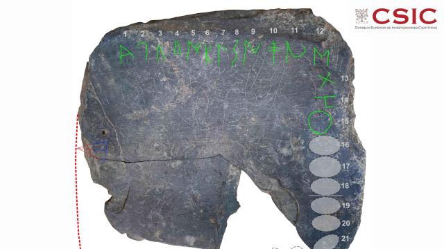 La tablilla esconde en su marco lo que parece ser una secuencia de 21 signos.