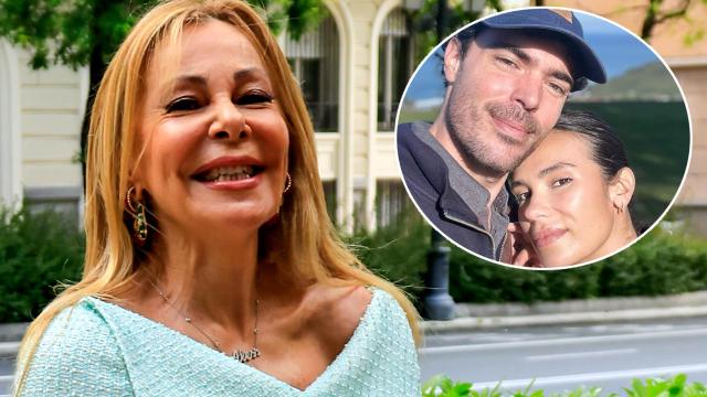 Ana Obregón junto a su sobrino Juancho y la inminente esposa de éste, Cristina, en un fotomontaje de EL ESPAÑOL.