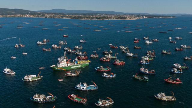 Imagen de la protesta contra Altri en la ría de Arousa.