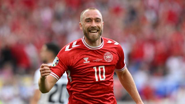 Eriksen celebra su gol anotado ante Eslovenia.