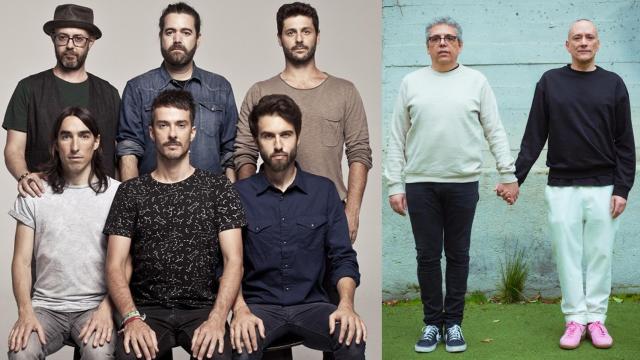 Los miembros de Vetusta Morla y los cantautores Pedro Guerra y Javier Álvarez