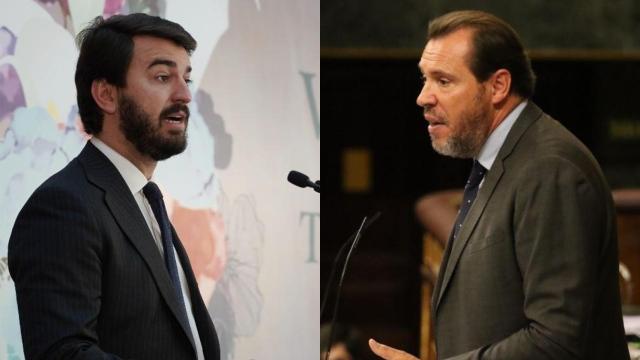 El exvicepresidente de la Junta, Juan García-Gallardo, y el ministro de Transportes y Movilidad Sostenible, Óscar Puente, en un montaje de EL ESPAÑOL