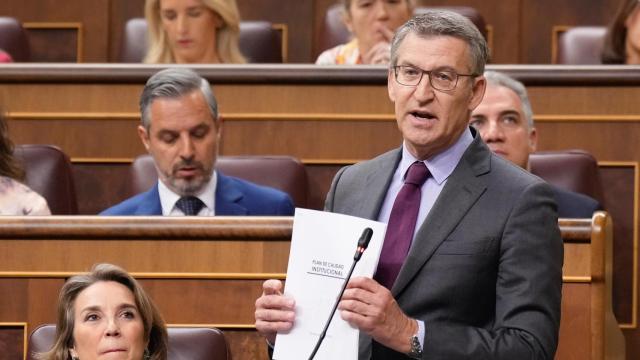 El líder del PP, Alberto Núñez Feijóo, este miércoles en el Congreso.
