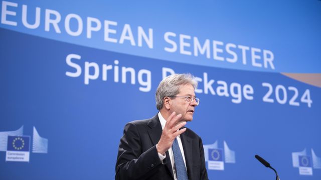 El comisario de Asuntos Económicos, Paolo Gentiloni, durante la rueda de prensa de este miércoles en Bruselas