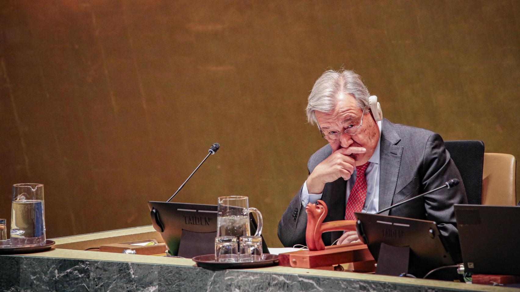 Imagen de archivo del secretario general de la ONU, en una conferencia