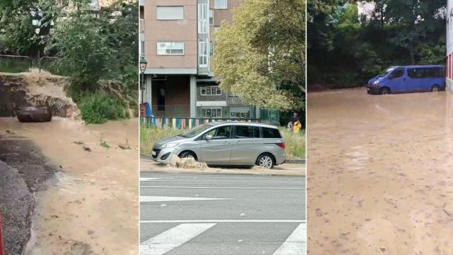Imágenes de las inundaciones en el barrio de Coia.