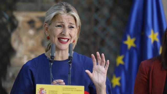 La vicepresidenta segunda y ministra de Trabajo, Yolanda Díaz, este viernes.