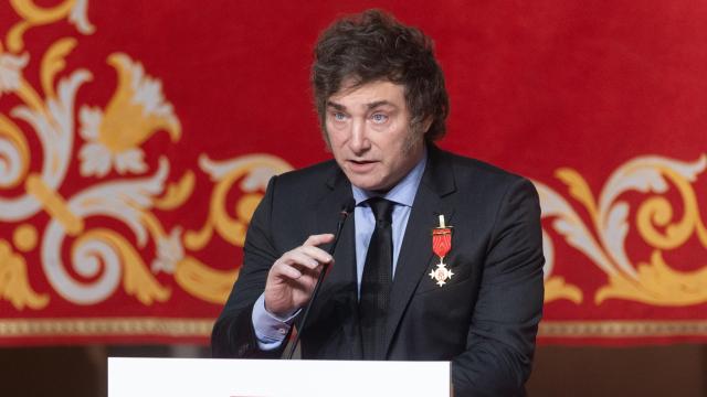 Javier Milei, en la sede de la Comunidad de Madrid