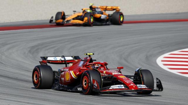 Carlos Sainz y Lando Norris durante la clasificación del GP de Montmeló