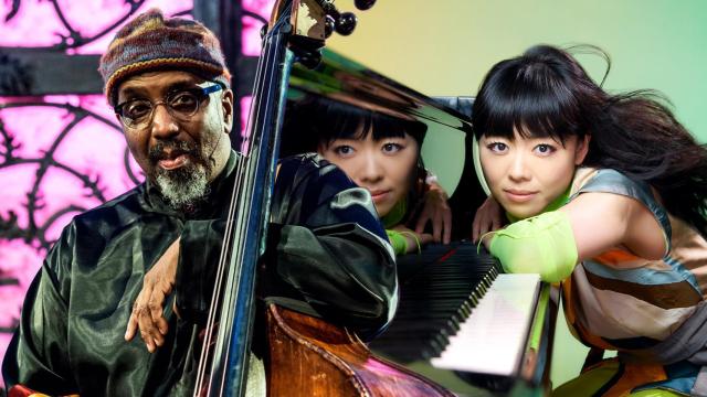 El contrabajista estadounidense William Parker, gran figura del 'free jazz'. A la derecha, la pianista japonesa Hiromi (foto: Mitsuru Nishimura)