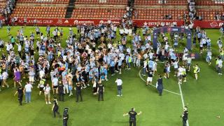 Fiesta del Málaga en el campo del Nàstic.