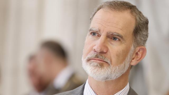 El rey Felipe VI en la inauguración de la exposición homenaje a sus 10 años en el trono.