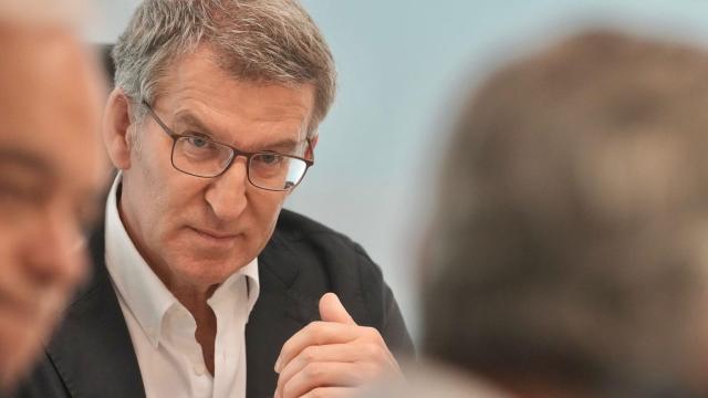 Feijóo, este lunes en la sede nacional del PP, durante el comité de dirección del partido.