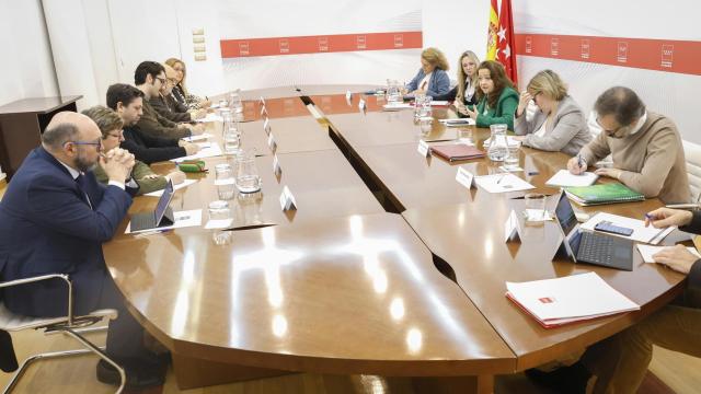 La consejera de Sanidad, Fátima Matute, en febrero con representantes de Sociedad Española de Médicos de Atención Primaria (SEMERGEN), Sociedad Madrileña de Medicina Familiar y Comunitaria (SoMaMFyC) y Sociedad Española de Médicos Generales y de Familia (SEMG)