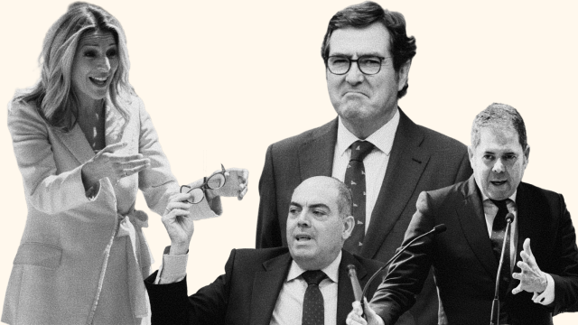 Yolanda Díaz y los presidentes de CEOE, Cepyme y ATA.