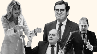 Yolanda Díaz y los presidentes de CEOE, Cepyme y ATA.