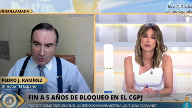 Pedro J. Ramírez durante su intervención en 'La mirada crítica' de Telecinco.