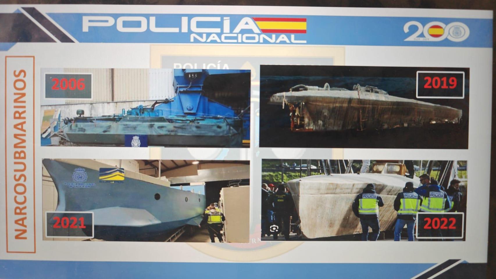 Los narcosubmarinos interceptados hasta este último por la Policía Nacional.