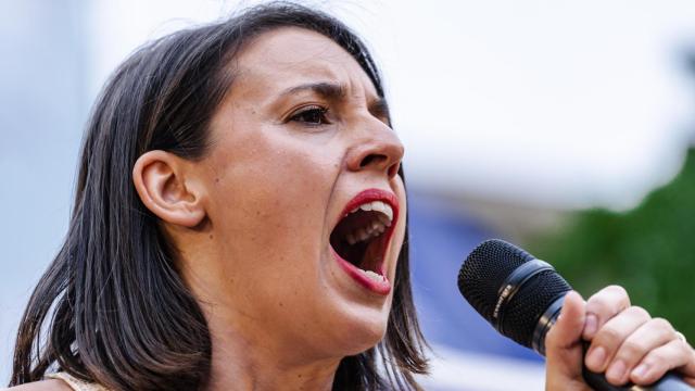 Irene Montero, impulsora de la ley del 'sí es sí', en un mitin de las elecciones europeas.