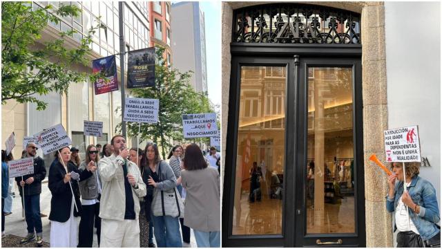 Protesta de las trabajadoras de Inditex este jueves en A Coruña