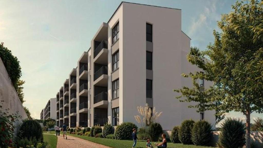 Ilustración de la vista exterior del edificio que acogerá las viviendas públicas para alquiler joven en Valladolid