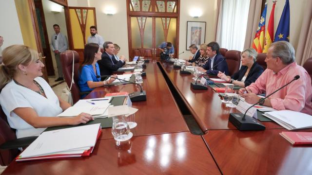 Carlos Mazón preside el pleno del Consell este viernes en Castellón. EE