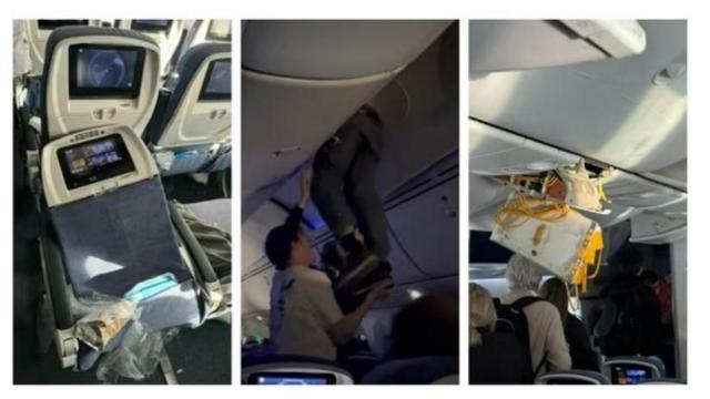 Interior del avión de Air Europa que ha sufrido fuertes turbulencias.