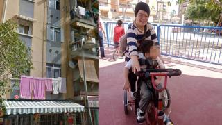 El edificio donde vive la familia desahuciada y Soria y Khaled en el colegio.