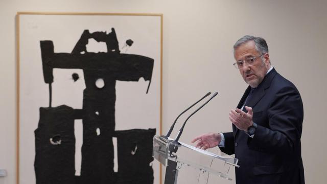 El presidente de las Cortes, Carlos Pollán, durante su rueda de prensa de este martes