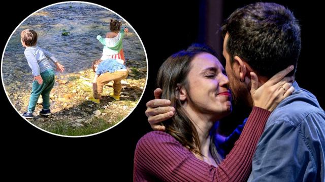 Irene Montero y Pablo Iglesias junto a sus tres hijos en un fotomontaje de El Español.